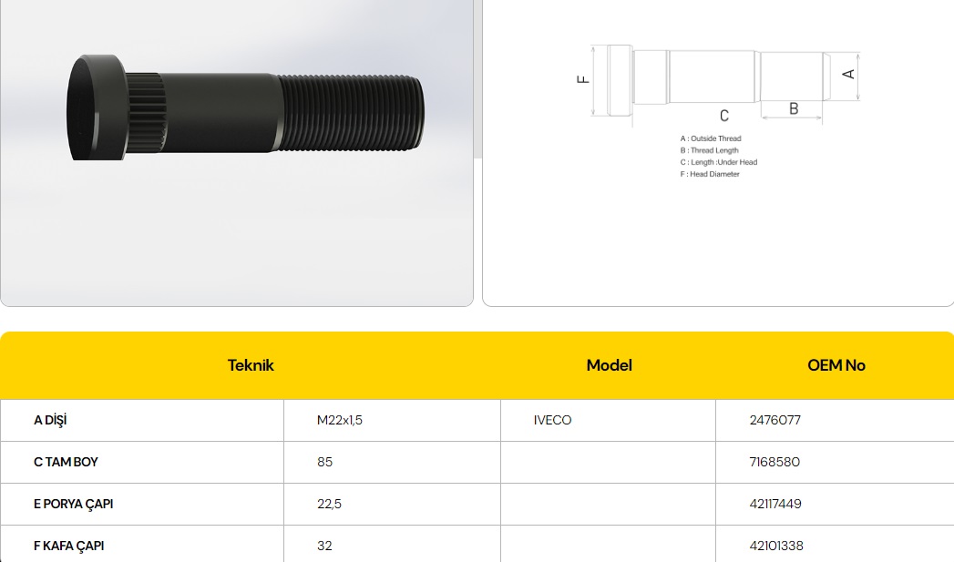 BİJON İVECO ÖN 85 MM